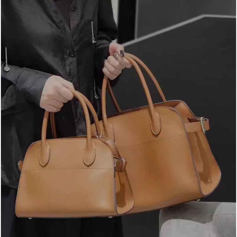

Tote Bag Women Two Handles Genuine Leather Cowhide Zipper Open Three Sizes Office Ladies Daily Clutches Vintage Handbag