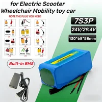 Batterie rechargeable 24V 10Ah 7S3P 18650, protection BMS 29.4V, adaptée aux scooters électriques, fauteuils roulants, voitures jouets. 1