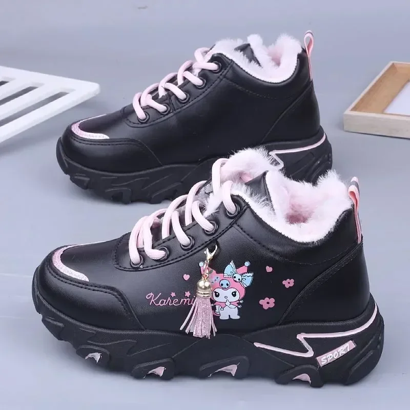 Sanrio hello kitty Children's Cotton Shoes Autumn Winter Fleece Warm Student boy girl Sports Shoes kuromi Casual Sneakers