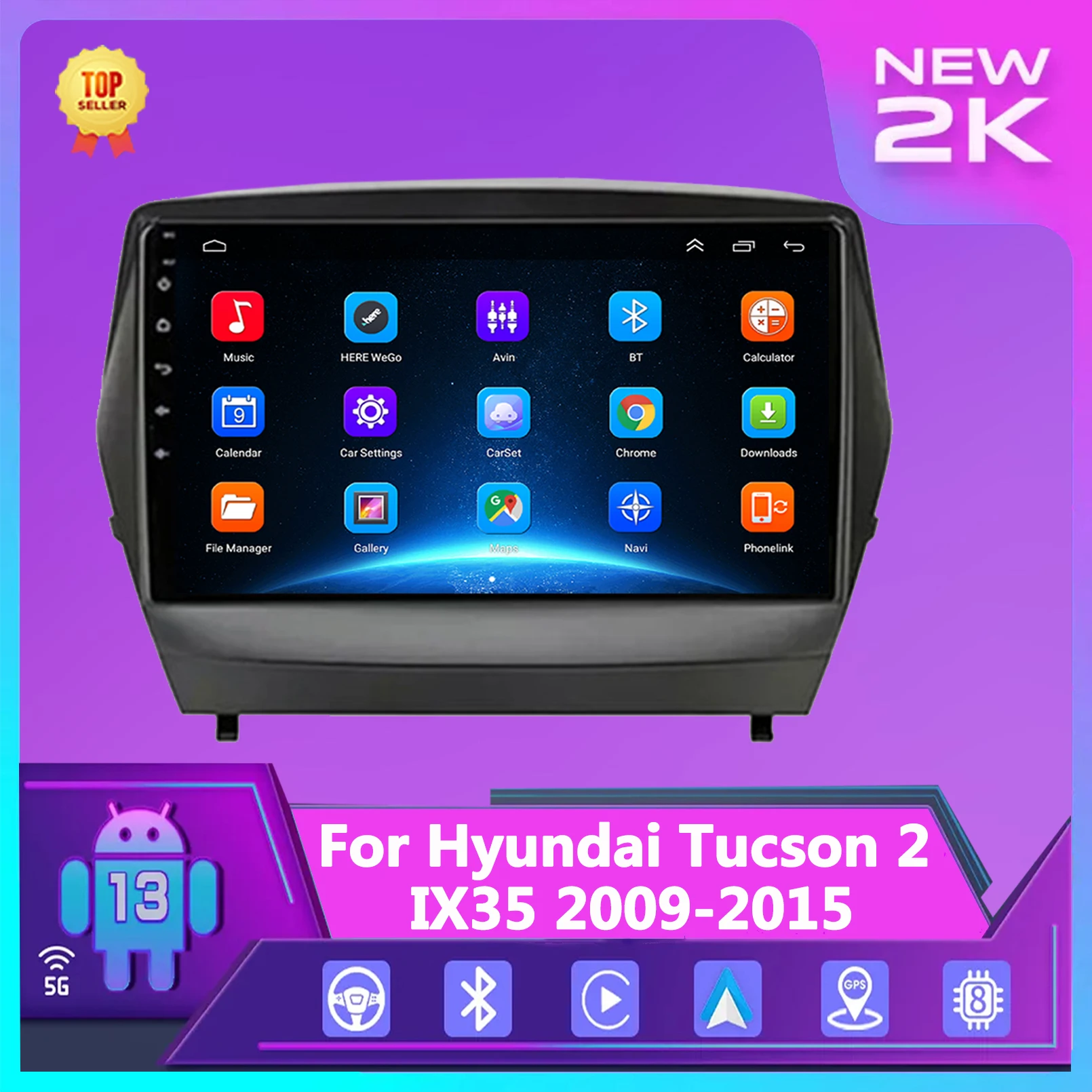 

Car Stereo Radio Multimedia Video Player for Hyundai Tucson 2 LM IX35 2009-2015 Android 13 Navigation GPS Carplay 2Din 4G
