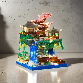 🌊 Taohuatan Serenity Lake – Mindful Micro Brick Landscape with LED Light (additional cherry tree available separately) 1
