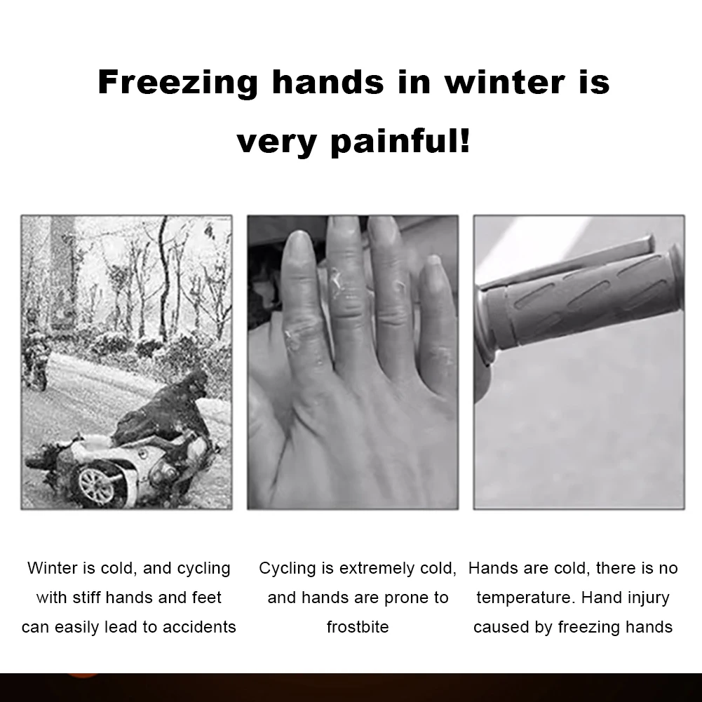 Electric Heated Grip Cover USB Anti Slip Motorcycle Hand Heated Grips 3 Gear Waterproof Handlebar Warmer Sleeves Hot Grip Handle