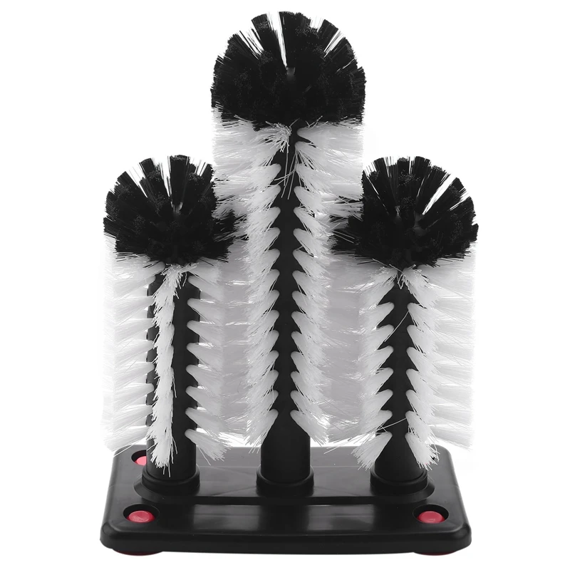 GlassWasher3BrushGlassWashingBrushesWithSuctionBaseBarGlass