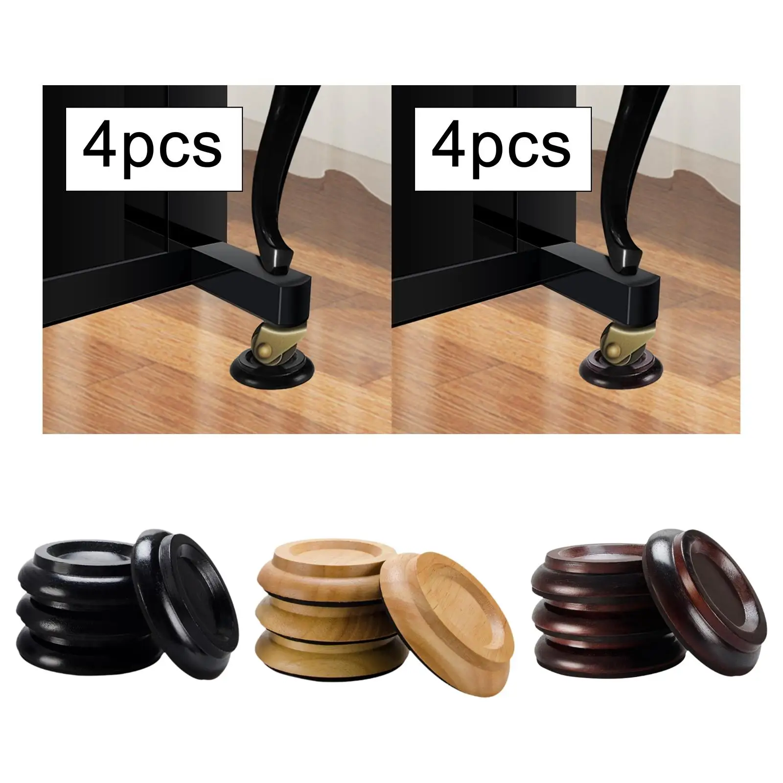 4x Piano Caster Cups Accs Anti Noise Wooden Protection Floor Sturdy Non Slip Parts Support Grand Piano Caster Cups Foot Pads