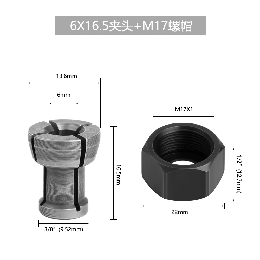 LAVIE M17 6mm 1/4 8mm 9,5mm 10mm Gravur Maschine Chuck Mutter Elektrische Router Fräser Zubehör umwandlung Griff – Detail 7