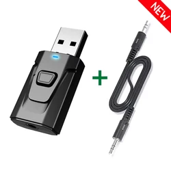 Wireless Bluetooth Audio Transmitter & Receiver with MIC and AUX/RCA Outputs for Universal Music Streaming ((New) NO RCA Cable)