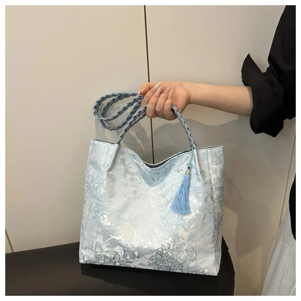 Texturierte Freizeittasche im Neuen Chinesischen Stil, Antike Schultertasche mit Großer Kapazität, Hanfu-Elemente, Vielseitige Arbeitstasche, Aufbewahrungstasche, Geschenk – Detail 18