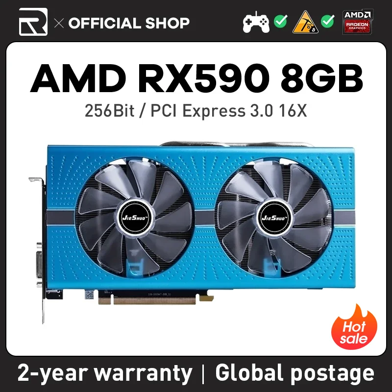 JIESHUO AMD RX 590 8GB GME 2304SP Video graphics card