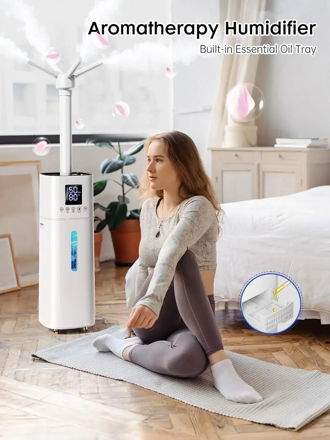 Humidifier Large Room for 2000ft², Humidifiers for Bedroom Large Room, Air Humidifiers for Home, 600ml/h Misting, 60H Runtime, E 5