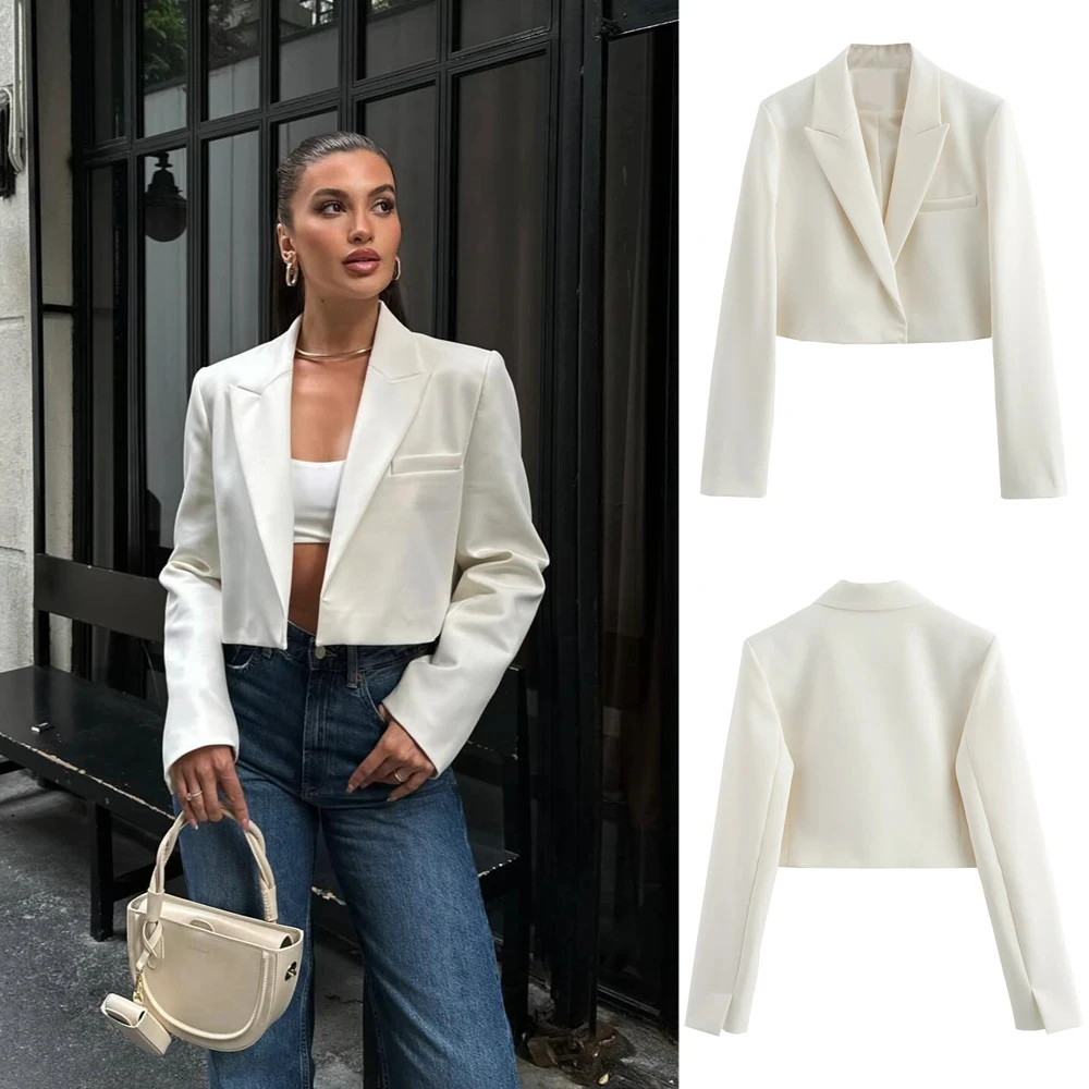 

PB&ZA Women's 2024 Summer New Arrival Fashion Temperament Elegant Versatile Lapel Long Sleeve Short Blazer 2010/744