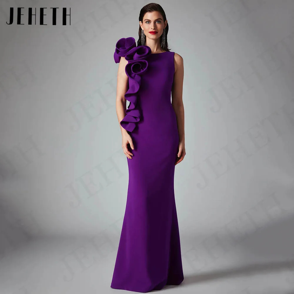 JEHETH Purple Mermaid Evening Dresses for Woman Saudi Arabia Sleeveless Wedding Guest Dress Floor Length Customized فساتين سهرة 1
