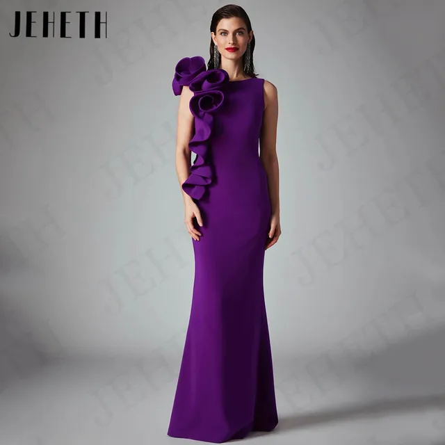 JEHETH Purple Mermaid Evening Dresses for Woman Saudi Arabia Sleeveless Wedding Guest Dress Floor Length Customized فساتين سهرة 1