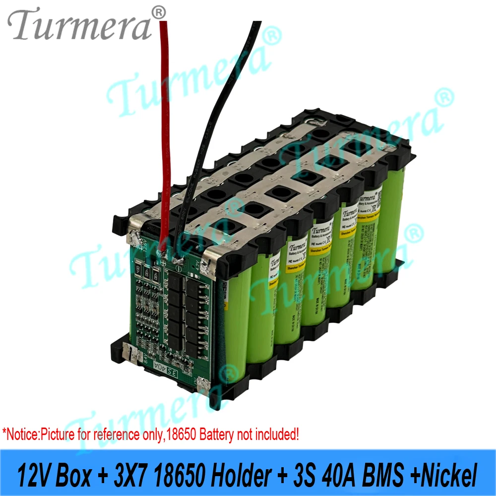 터메라 DIY 12V 18650 배터리 박스 키트 3S 40A BMS 3x7 홀더, 전압 디스플레이, 듀얼 USB 5V 파워 뱅크 포함, 태양광 전기 자전거 에너지용