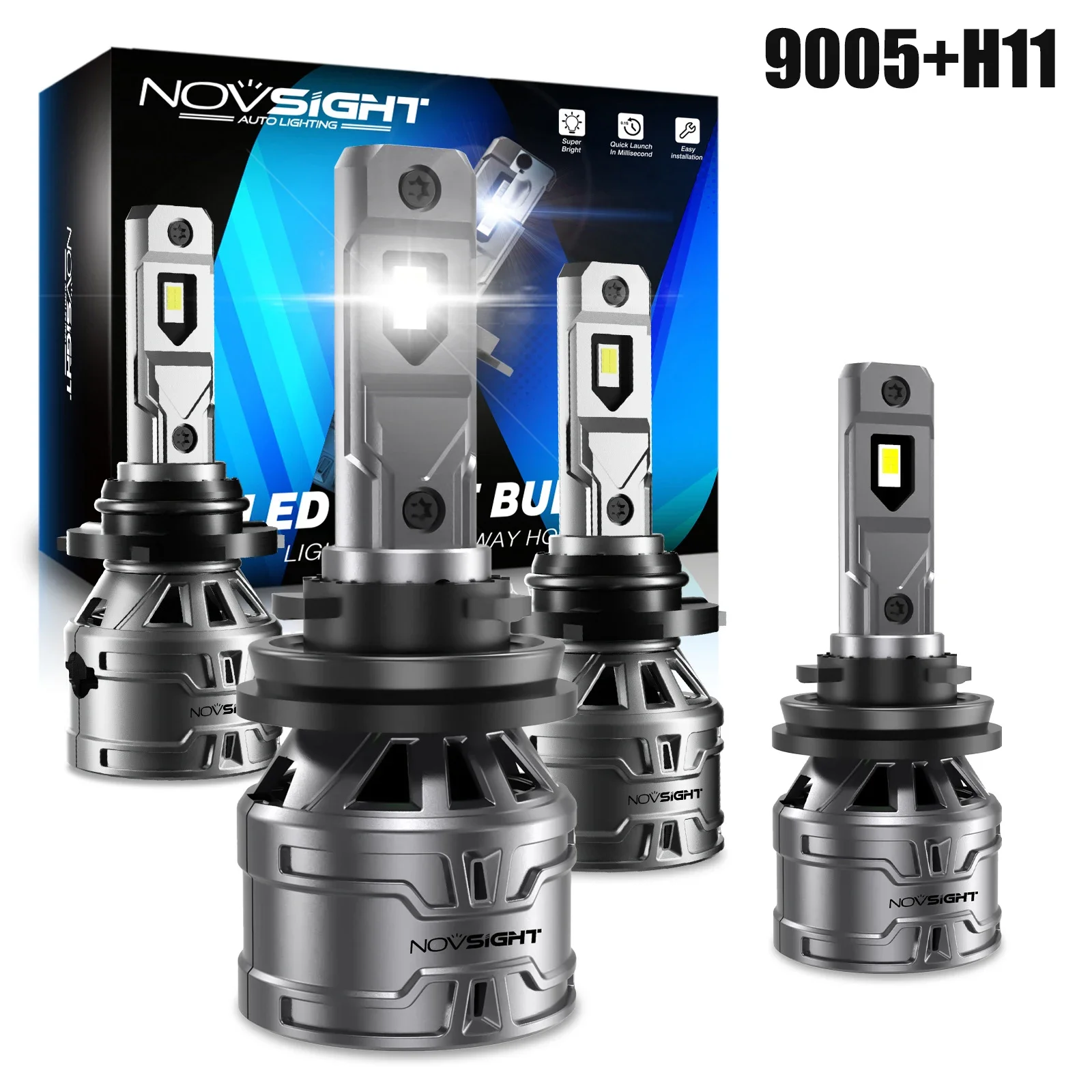 Lampadine LED H11 NOVSIGHT - 90W 30000LM Per Auto, Bianco 6500K - Foto 4