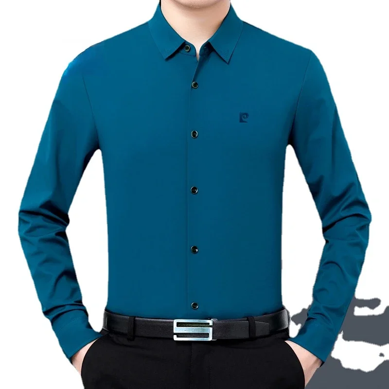 

Осенне-зимняя одежда, мужская рубашка из 100% шелка тутового шелкопряда с длинными рукавами для мужчин, высококачественные повседневные мужские рубашки, плюшевые утепленные Топы FCY