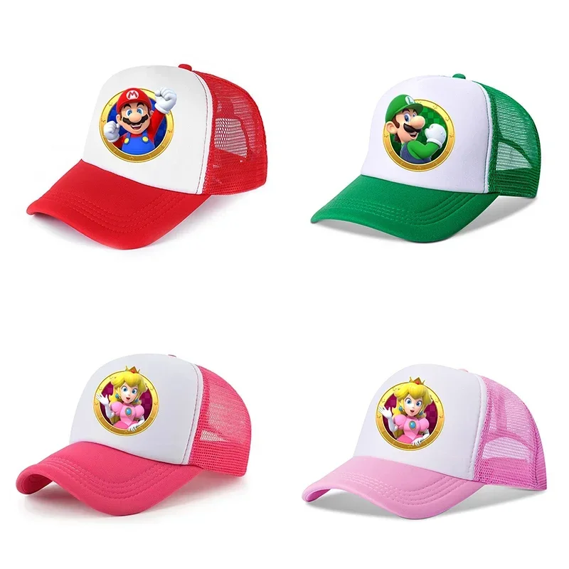 

Super Mario Bros Casual Baseball Cap Anime Figures Toys Mario Luigi Peach Princess Cartoon Sun Screen Hat Kids Birthday Gifts