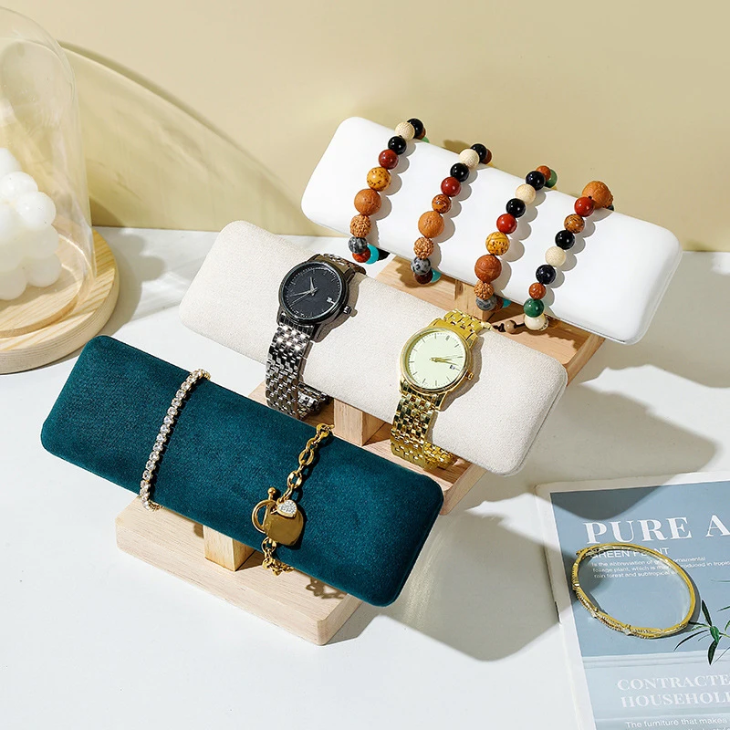 Watch Display Stand 1Pc Wooden Watches Display Stands Base Watch Necklace Bracelet Organizer Rack Bangle Scrunchie Headband Showcase
