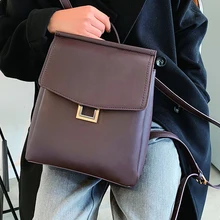 

Classic Women's Leather Backpack Solid Color Feminina PU Bagpack Multifunctional Travel Rucksack Fashion Lady Anti Theft Mochia