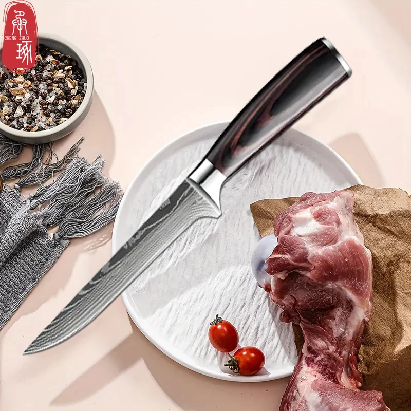 

Нож для мяса из дамасской стали с деревянной ручкой, 6 дюймов
