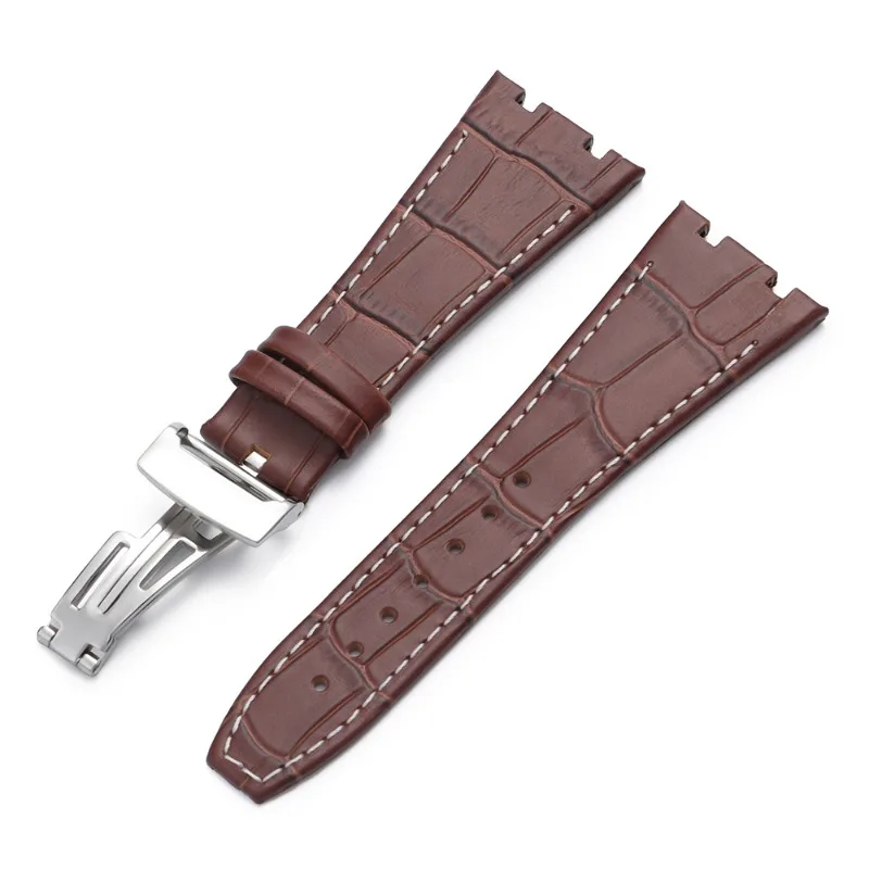Premium Leather Watchbands - 27mm Cowhide Straps with Folding Buckle