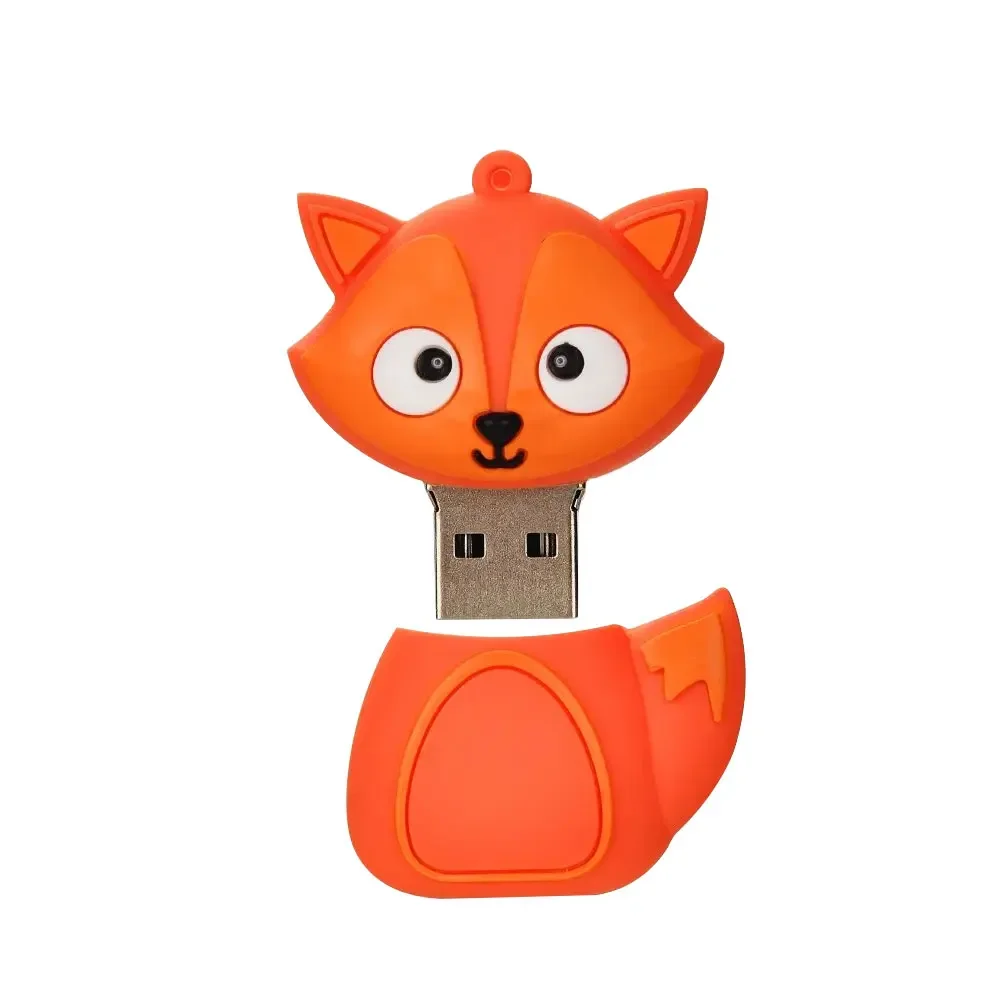 USB Flash Drive Flash Drive 64GB Cute Fox Cartoon Animal Memory Stick