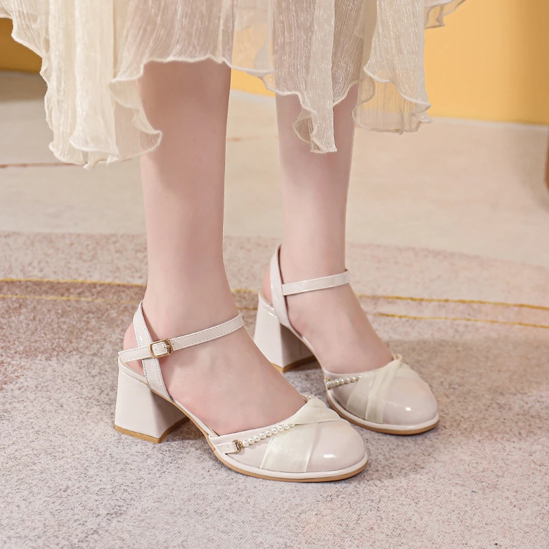 

Casual High Heel Sandals 2024 New Brand Designer Round Toe Womens Fashionable and Comfortable Mary Jane Shoes Sandalias De Mujer