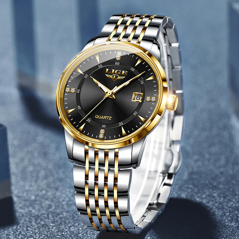 LIGE Fashion Women Watch Top Brand Luxury Waterproof Women's Quartz Wristwatches Casual Sports Date Chronograph Montre Femme