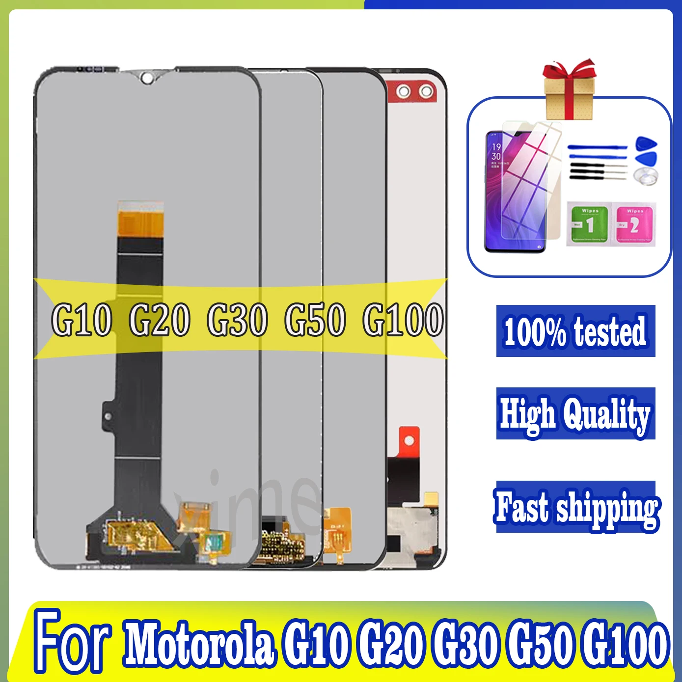 LCD For Motorola Moto G10 G20 G30 G50 G60 G100 LCD Display Touch Screen Digitizer Display Replacement Repair Parts 100% Tes