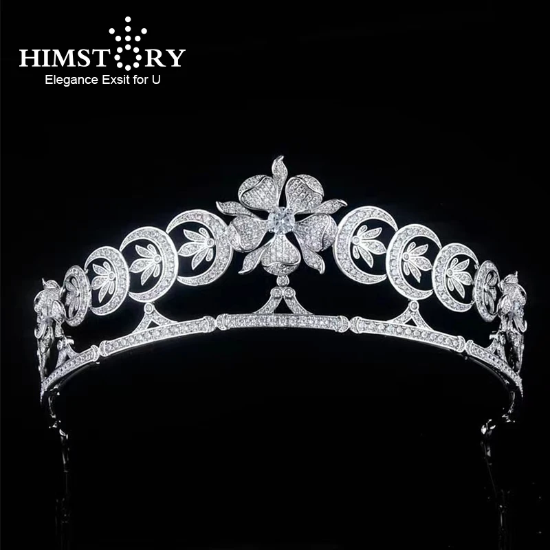 Himstory Luxury Zircon Hair Crown Flower Princess Bridal