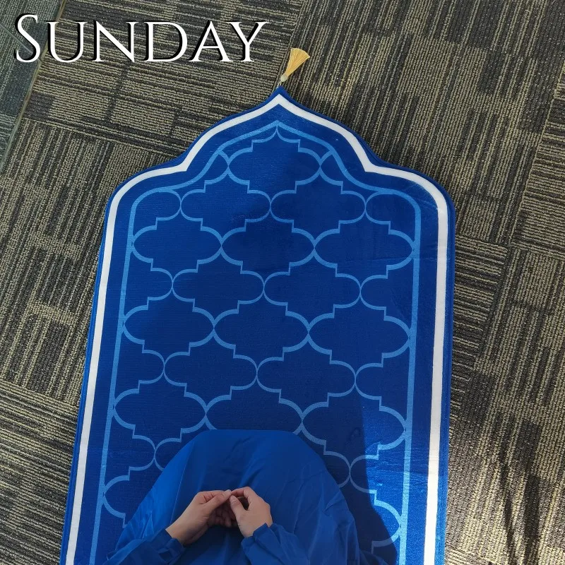 Prayer Mat In Muslim Ramadan Crystal Velvet Carpet Tassel Rug Kneeling