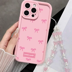 Chic Bow Pattern Wrist Strap Phone Case with Lanyard Cover - iPhone SE (2020) (FE - P8342 - PJ12)