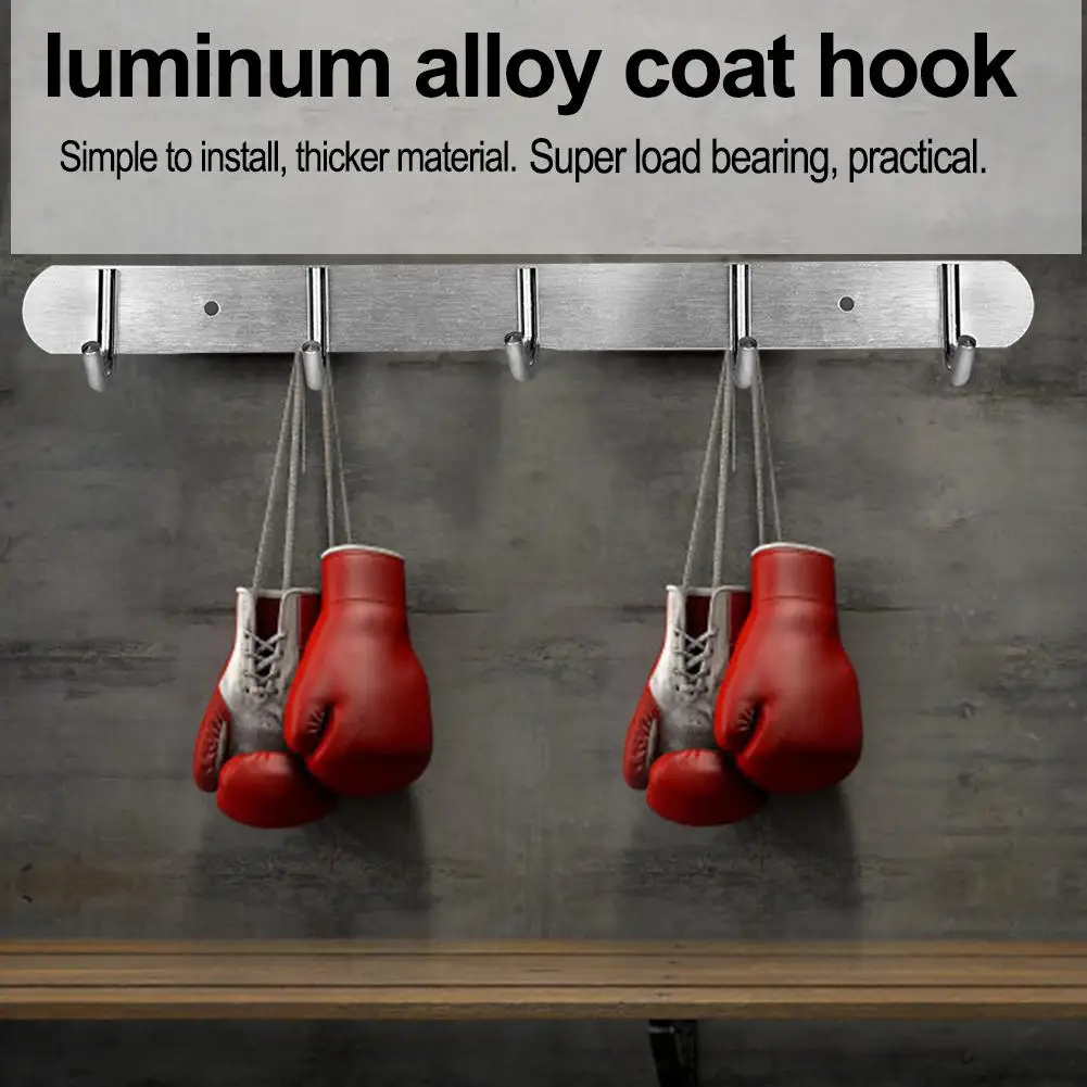 5/6/7 Holes Aluminum Alloy Wall Mounted Hooks Coats Clothes Towel Hat Row Hooks Hanger 360x31mm/435x31mm/510x31mm