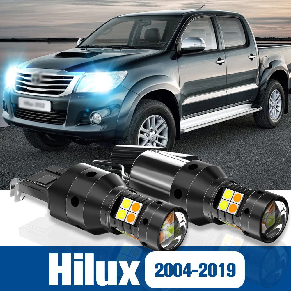 

2pcs LED Dual Mode Turn Signal+Daytime Running Light DRL Accessories Canbus For Toyota Hilux 2004-2019 2013 2014 2015 2016 2017