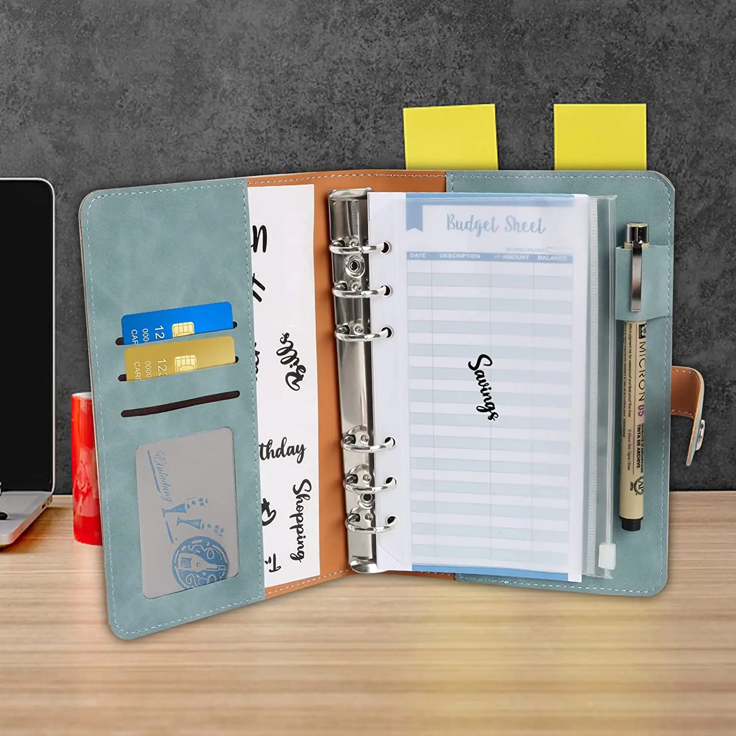 2024 A6 PU Leather Budget Binder Notebook Cash Envelopes System Set,with Binder Pockets for Money Budget Saving Bill Organizer 4