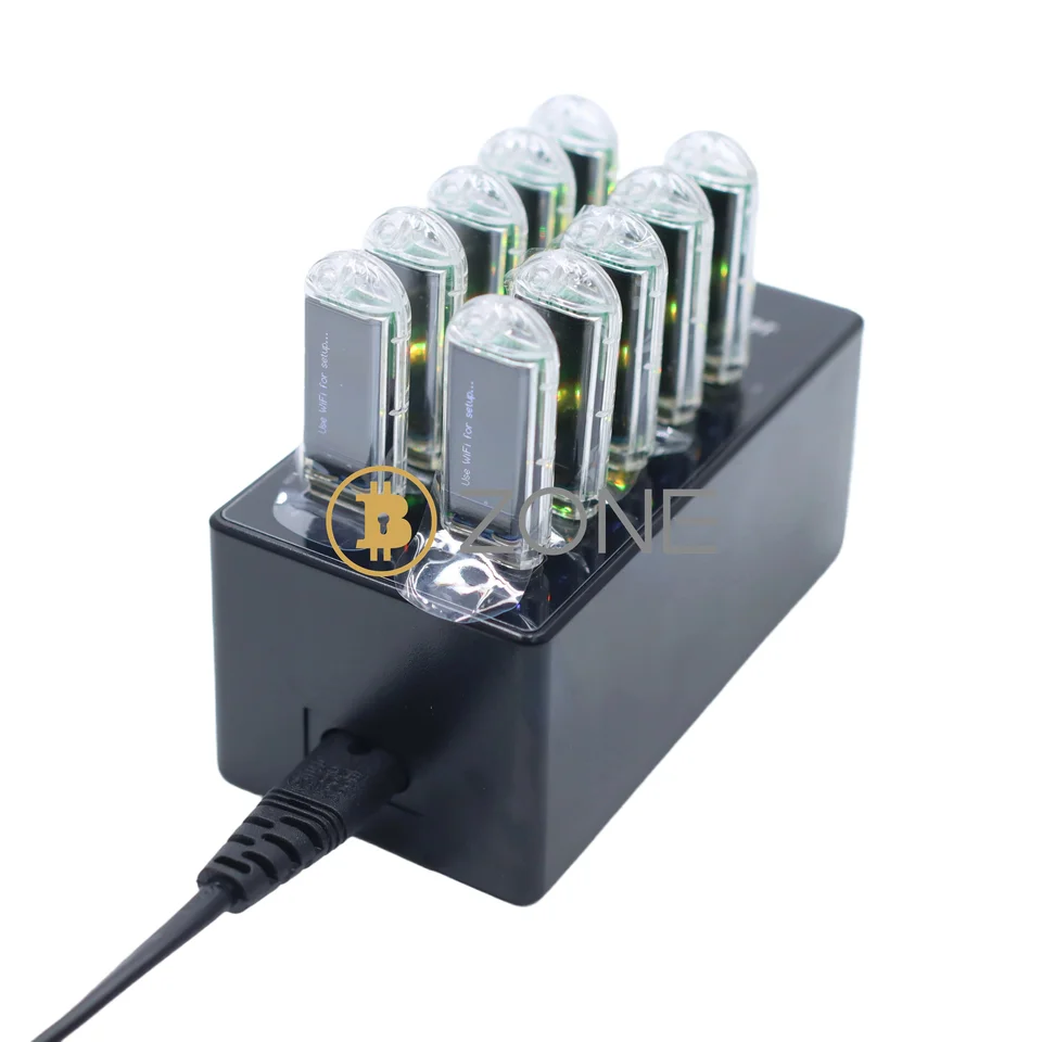 10PCS USB Bitcoin Miner 74KH/S*10 Solo Mining With 60W 10 port USB Miner  Hub Nerd Miner V2 T-Dongle S3 BTC Crypto Lottery Miner - AliExpress 7