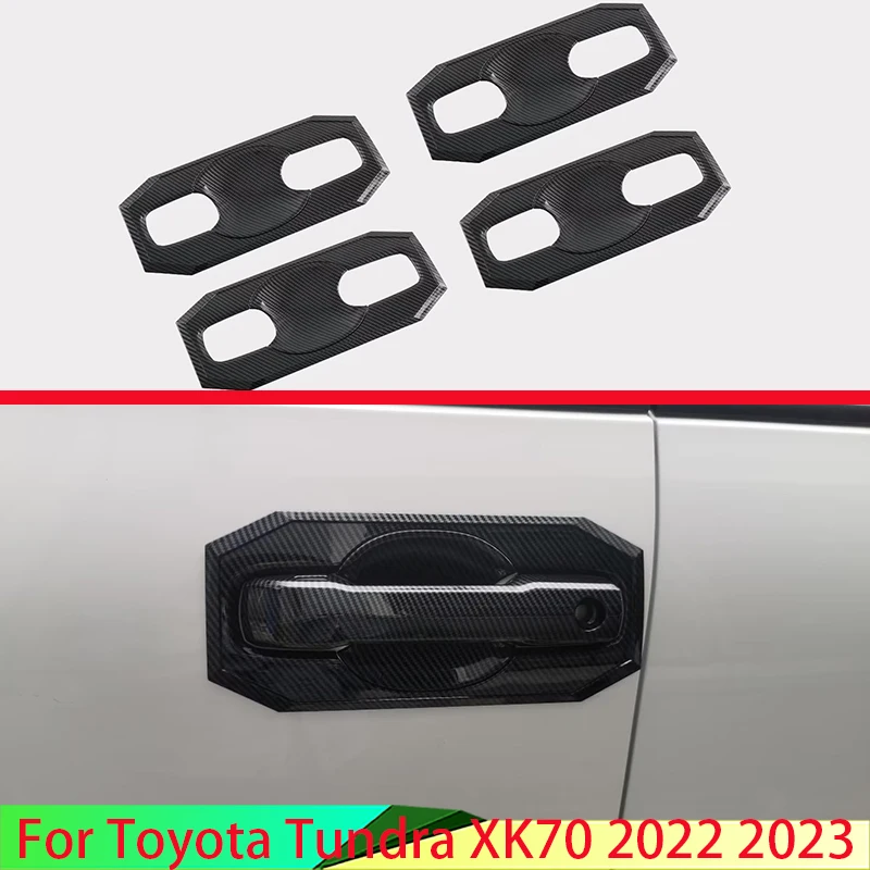 

Для Toyota Tundra XK70 2022 2023, стильная дверная ручка из углеродного волокна, крышка чашки, отделка полости, вставка, декоративное формование