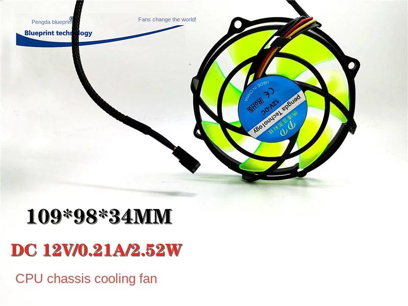 

New Pengda Blueprint round 9.5cm Mute CPU Chassis Mainboard 12v0.21a Green Fan Blade Cooling Fan