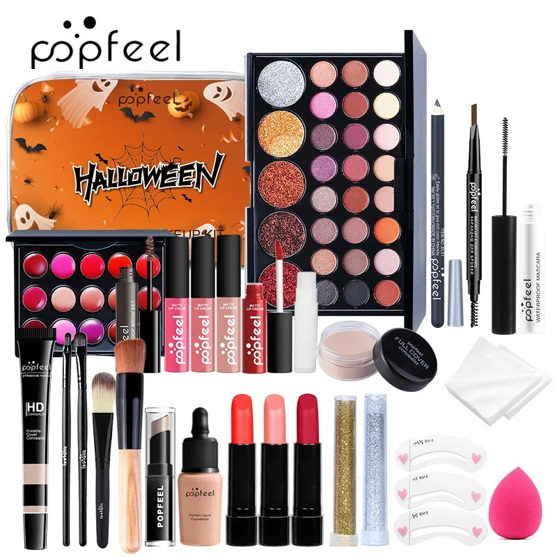 Christmas Cosmetic Sets Makeup Gift Set Makeup Bundle Includes Foundation Eyeshadow Palette Lipstick Eyeliner Mascara for Ladies 6