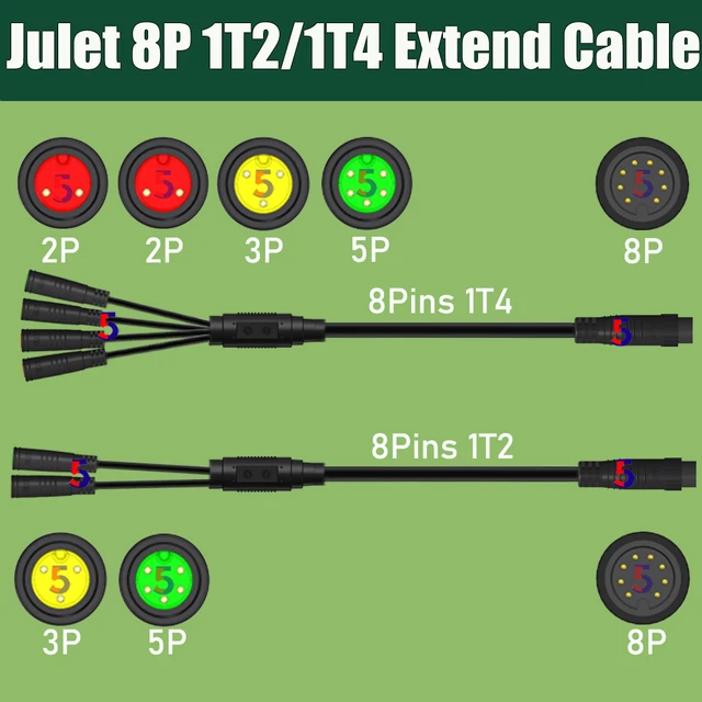 Electric Bike 1T2/1T4/1T5 Waterproof Extension Cable Ebike Conversion