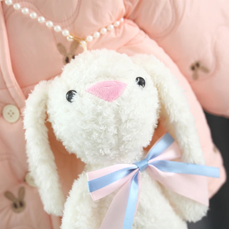 Winter New Cartoon Rabbit Long Sleeved Baby Girl Coat, Pink Thick Warm Children'S Clothing (9 Months -3 Years Old)