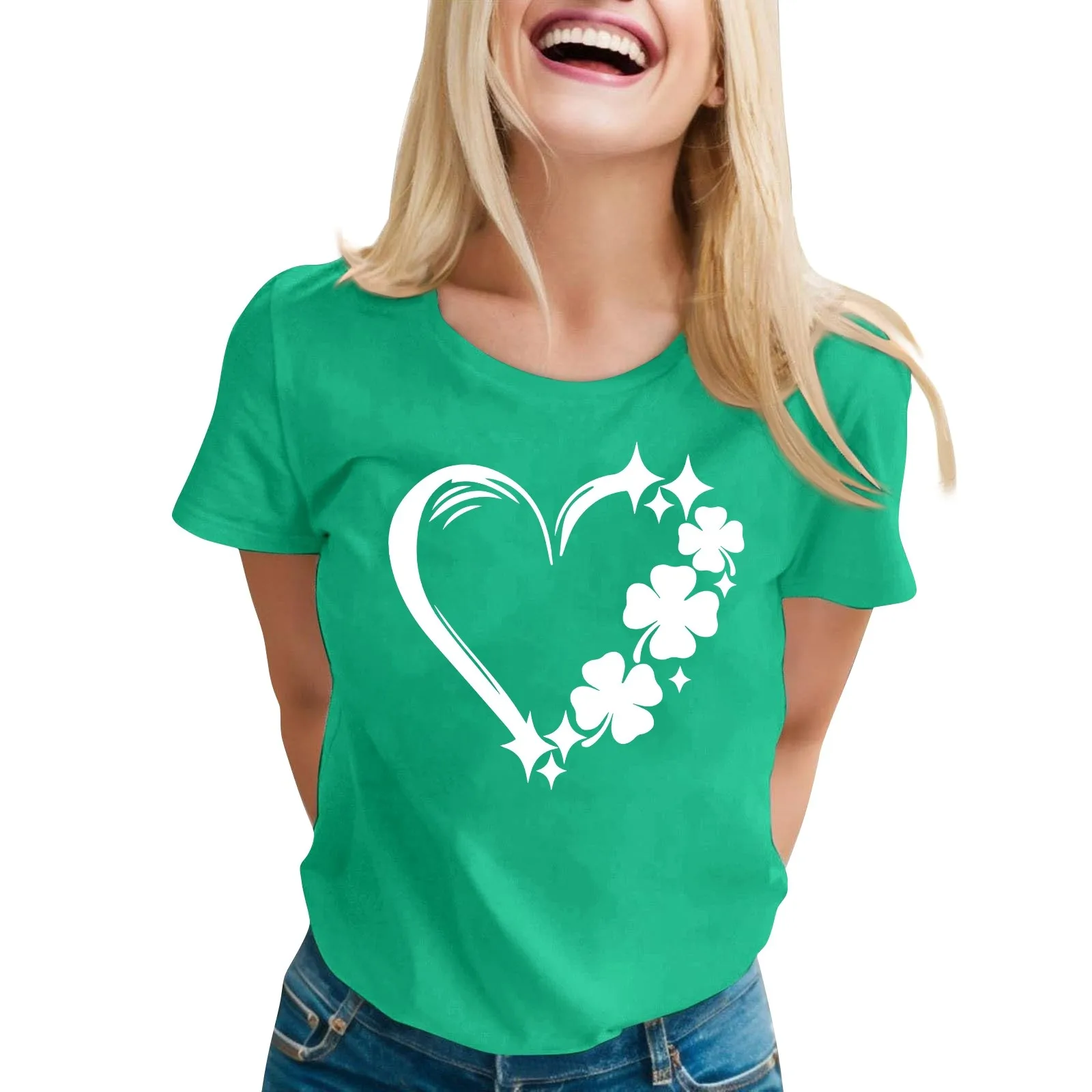 

Top Women Unique Casual Women Blouse Plus Size O-Neck Short Sleeves St. Patrick'S Day Printed Women Shirts Y2k Bluzki Damskie