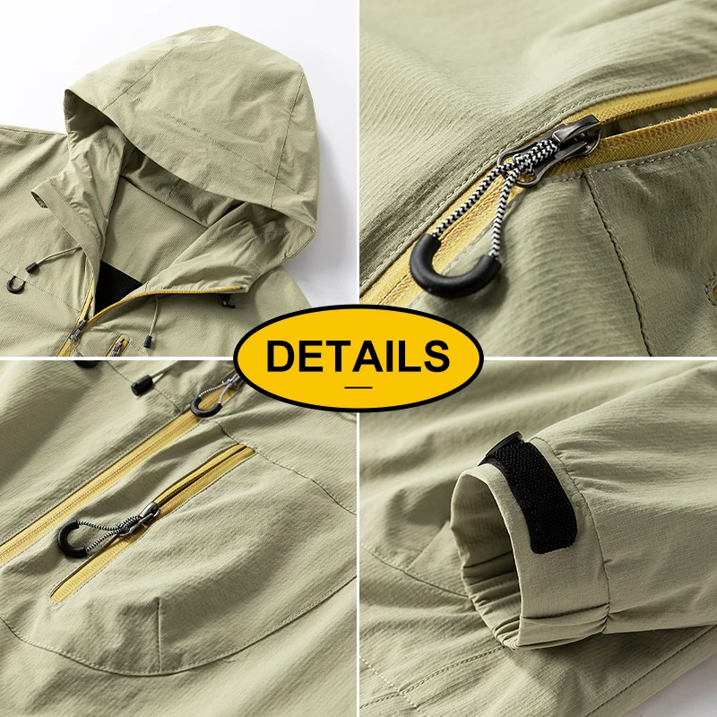CHRLCK Men's Hiking Jacket Waterproof Windproof Windbreaker Women Outdoor Camping Trekking Fishing Jacket Fashion Coats Unsiex