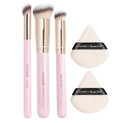 Maange 5-Piece Premium Makeup Brush & Puff Set (Pink)