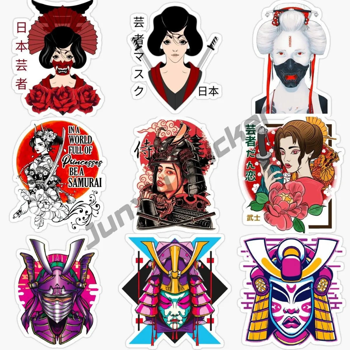 

Samurai Ninja Car Sticker Japanese Geisha Warrior Decal JDM Windows Car Trunk Decoration Vinyl Car Wrap Accessories
