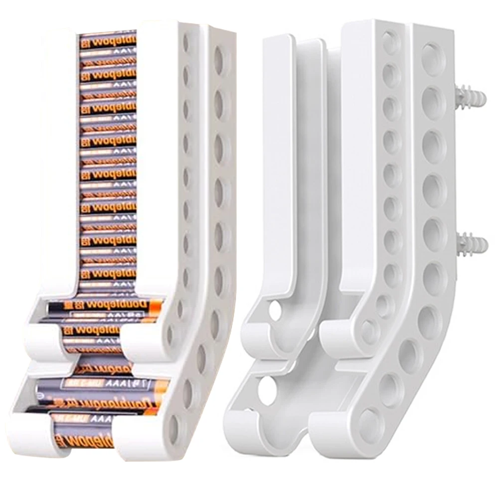 Battery Storage Organizer AA & AAA Combo Battery Dispenser Container Wall Holder Battery Keeper Bracket for 10AAA 10AA Batteries