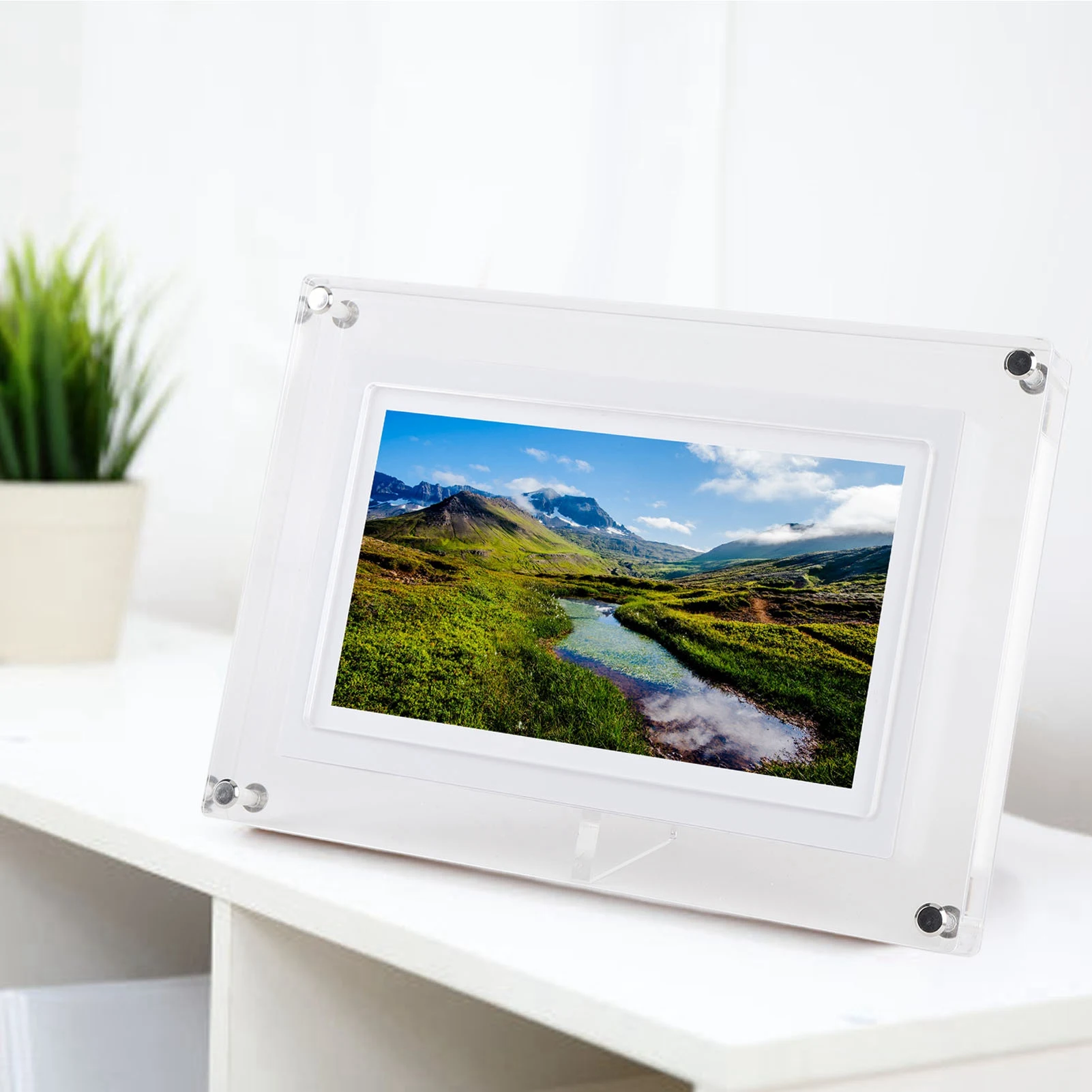 7 In Digital Picture Frame LED Colorful Light 4GB Memory Auto Rotate Acrylic Video Frame Digital Photo for Home Bedroom