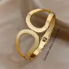 Simple Big Geometric Bangles for Women Stainless Steel Bracelets Cuff Wristband Stackable Waterptoof Jewelry Gifts 6