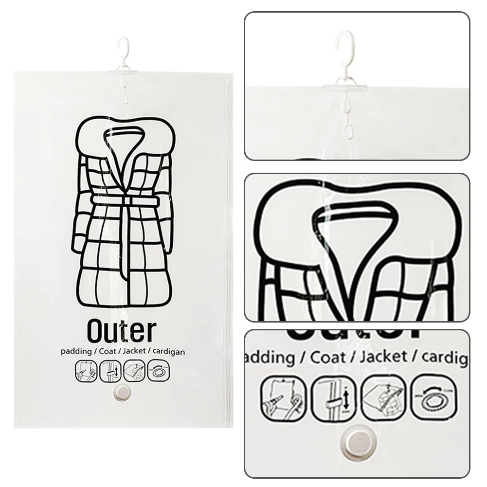 Hang Transparent Vacuum Bag Reusable Clothes Compression Storage Bag Space Saving for Clothes Down Overcoat 3