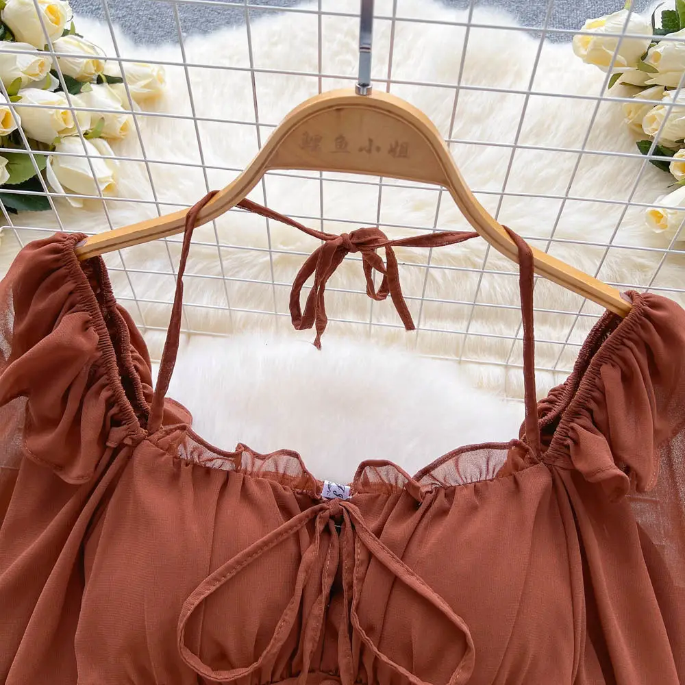 White Blouses Women Aesthetic Solid All-match Vintage Casual Ladies Tops Slim Schoolgirls Spring Bandage Lantern Sleeve Clothing
