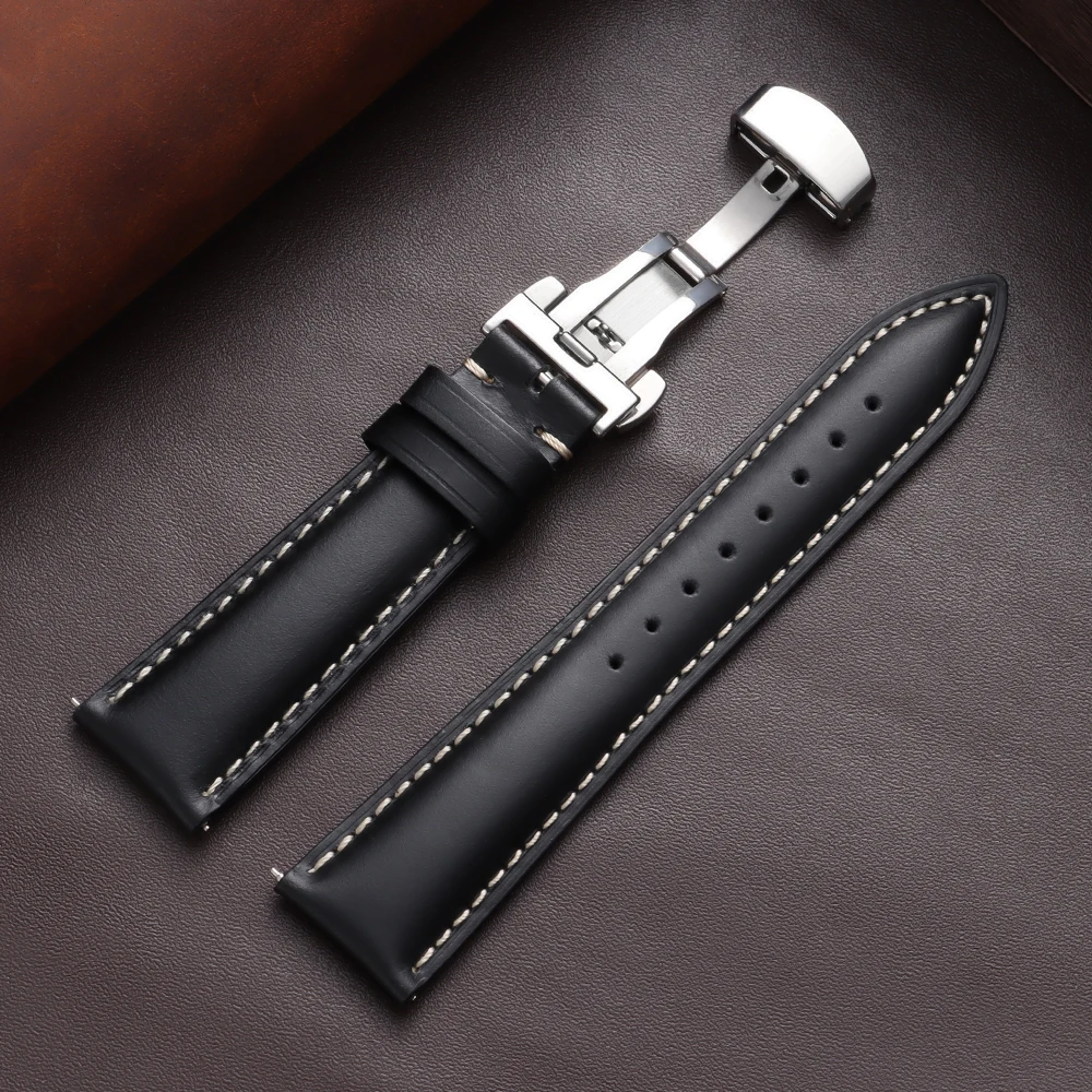 Vintage Calfskin Oil-Wax Watch Strap with Universal Butterfly Buckle